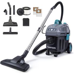 Kenmore KW3050 Wet Dry Canister Vac 4 Gallon 5 Peak HP 2-Stage Motor Shop Vacuum Cleaner with Washable HEPA Filter & Dust Bags for Hard Floor & Carpet