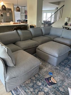 Brand New | 45 days old Anabei/Chicory Modular Washable 6-Seater Open-Ends U-Sectional + Ottoman