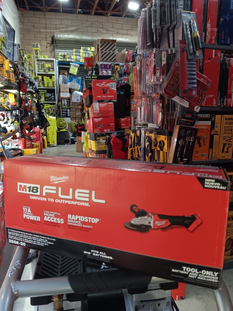 Milwaukee M18 FUEL 5" Flathead Braking Grinder, Paddle Switch No-Lock. Tool-Only