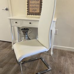 Two White Dining Table Chairs