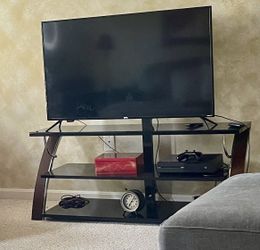 TV stand W/Mount & Glass Shelves