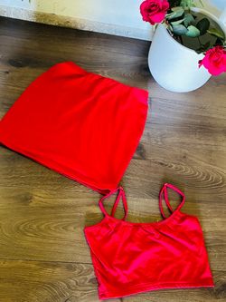Red Crop Top and Mini Skirt Set size small