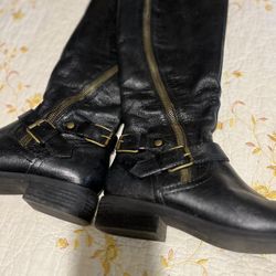 Black-dark Brown Riding Boots
