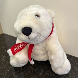 Vintage Coca-Cola Polar Bear 1993 Plush Red Scarf . Size 11” 
