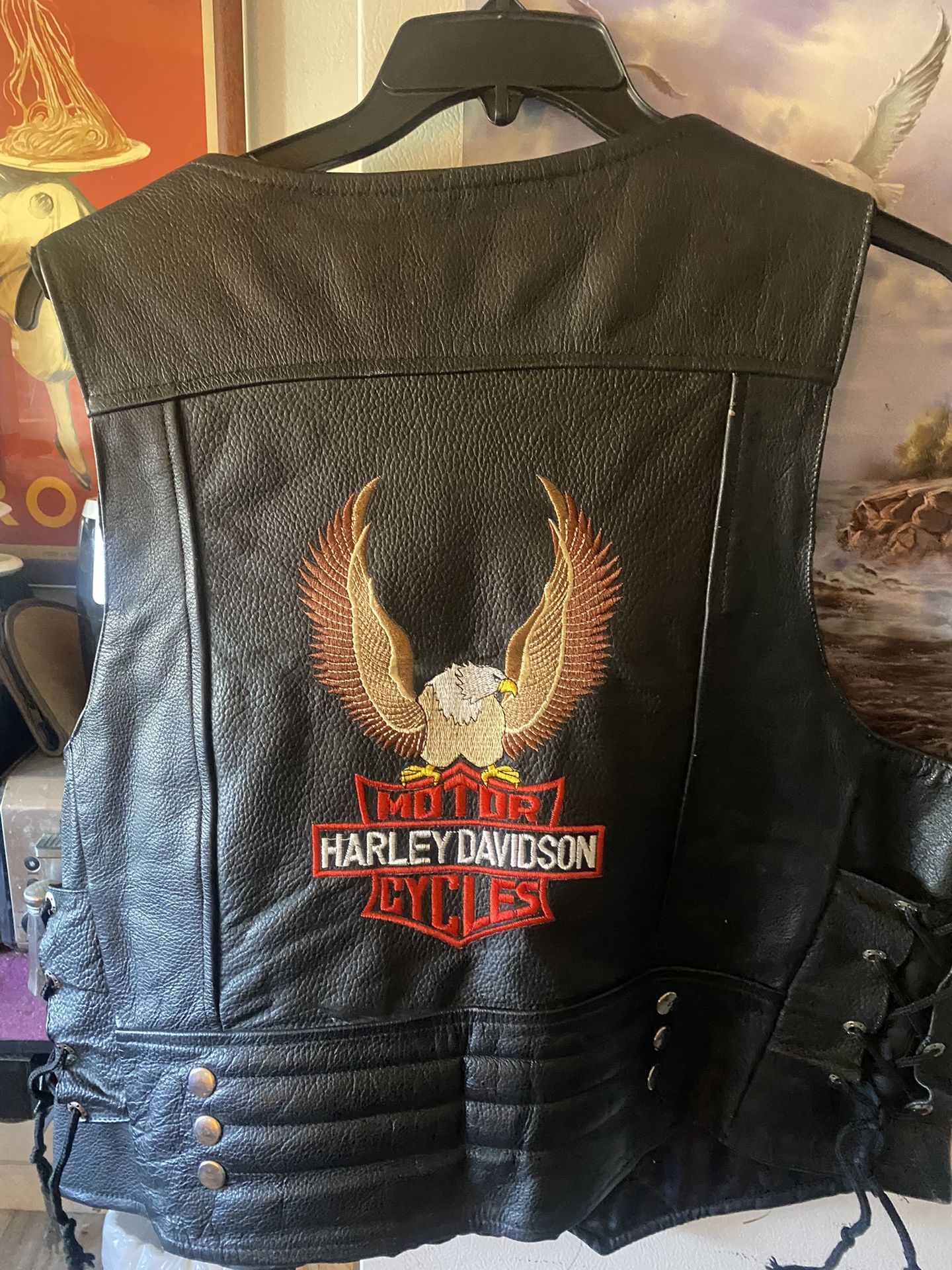 Vintage Harley Leather Vest Great Shape Size 42 