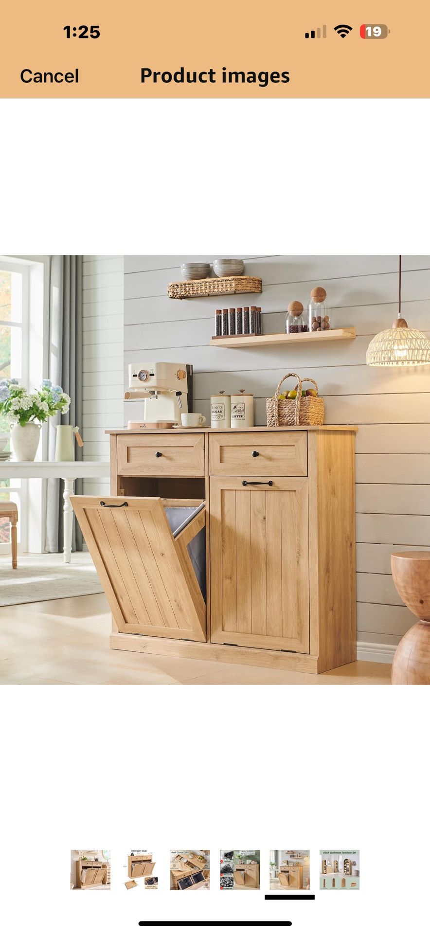 Double Tilt Out Laundry Hamper Cabinet, 20 Gallon Farmhouse Trash Can Cabinet with Drawer, Hidden Wood Garbage Can Bin Cabinets with Laundry Storage B