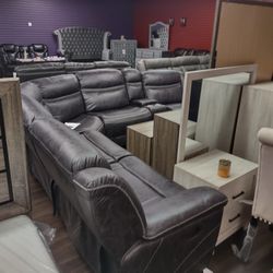New 6pc Sectional Sofa With Two Recliners 