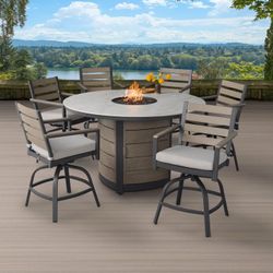 Agio Nicolet 7-piece Fire Outdoor Patio High Dining Set $1199.99