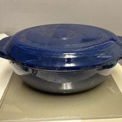 Tools of the Trade LA Campagne Porcelain Enameled Cast Iron Extra Large Dutch Oven Roaster Wide Blue 6.5 Quart Excellent Condition