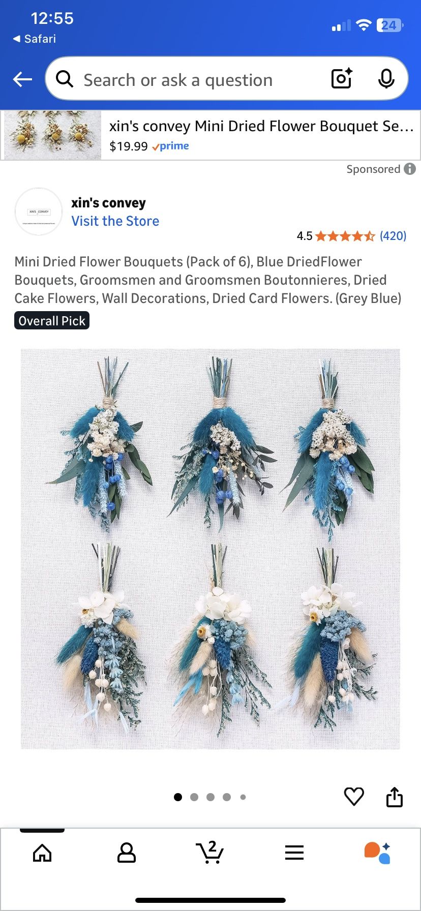 12 Mini Dried Flower Bouquets