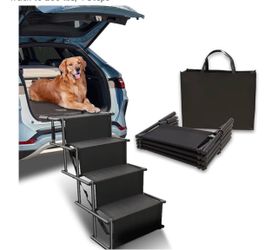 Foldable Dog Stairs for Large Dogs - Extra Wide Pet Ramp for Cars, 5 Steps