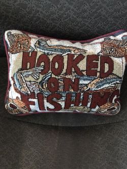 Hooked On Fishing Pillow 11”x8”