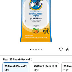 12 individual packs of pledge wipes