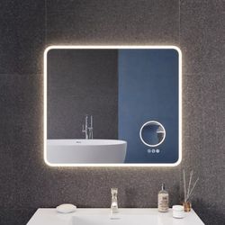 ANZZI 27-in. x 31-in. LED Front/Back Light Magnifying Bathroom Mirror w/Defogger
