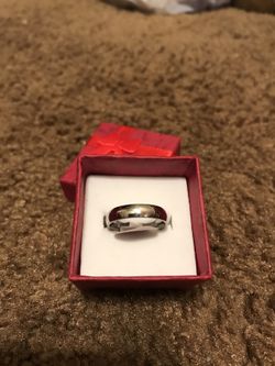 Women men's plain silver wedding band ring / size 6