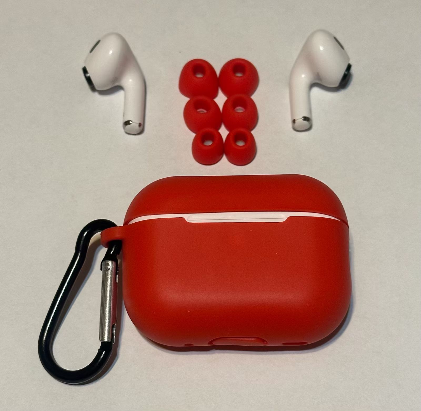 Red AirPods Pro Generation 1 / 2 / 3 Case And Replacement Tips Set Of 6 ( S + M + L )