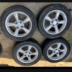 4 - 195/55r15 4x100 4x3.94 Eagle 5 Spoke Acura Integra Civic Fit Xa Xb Ia Echo Miata Wheels Rims Good Treads Tires !!!!!!!!!!!