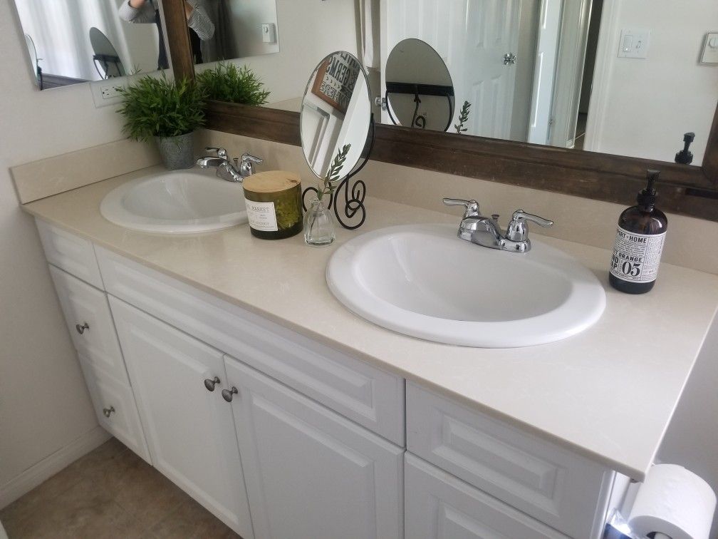 Quartz Top, Backsplash, 2 Sinks, and 2 Faucets