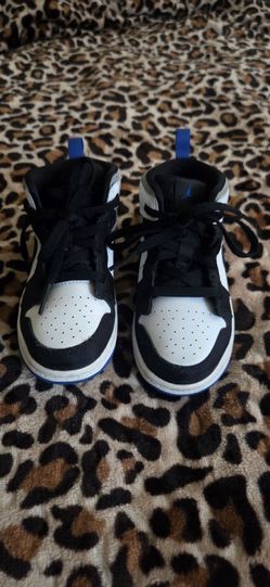 Kids Nike Air Jordan Retro 1 Mid TD White Black Blue