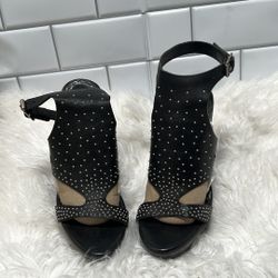 Juicy couture Wanda  black leather wedge sandals with stud size 6.5 M