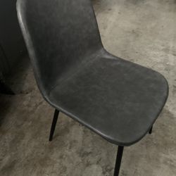 Set Of 4 Vegan Leather Gray Dining Chairs