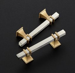 HOME EDIT 25 Pack 3 inch Brushed Nickel&Gold Cabinet Handles Square Zinc-Alloy Pulls for Kitchen Dresser Closet and Bathroom Cabinets Hardware