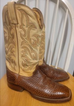 Justin Vintage Brown Two-tone Zipper Side Square Toe Mens Western Boots 9.5 D