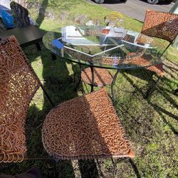 Bistro Table With Glass Top & 2 Chairs