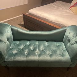 Teal Crushed Velvet Couch