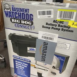 THE BASEMENT WATCHDOG Model BWD12-120 Big Dog CONNECT 3,500 GPH at 0 ft. and 2,200 GPH at 10 ft. Battery Backup Sump Pump System with Smart WiFi-Capab