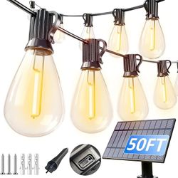 New 50FT Solar String Lights Outdoor Waterproof with 18+1 LED Bulbs
