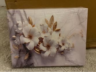 Elegant Floral Canvas Wall Art – Framed White Flower Wall Decor – 16” x 12”