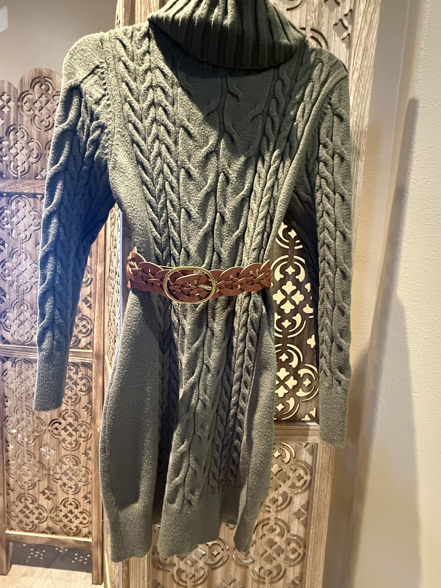 Hunter Green Cardigan Sweater Dress
