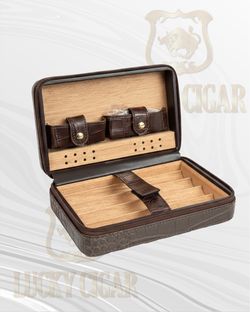 Tribal Leather Cigar Travel Case – Holds Up to 5 Cigars