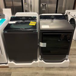 LG AI 5.3 Cu Ft Mega Capacity Top Load Washer With Agitator & 7.3 Cu Ft Gas Dryer In Matte Black 🖤🫶