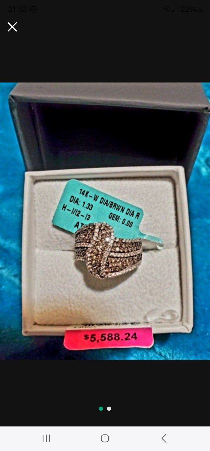women ring 14k- W DlA/BRWN DIA R and DlA: 1.33........ H-1/12-13