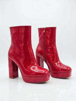 New red high heel boots