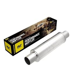 MagnaFlow Performance Exhaust Muffler 10416: 2.5"/2.5" Inlet/Outlet, 4x4x14" Round, Stainless Steel, Satin Finish