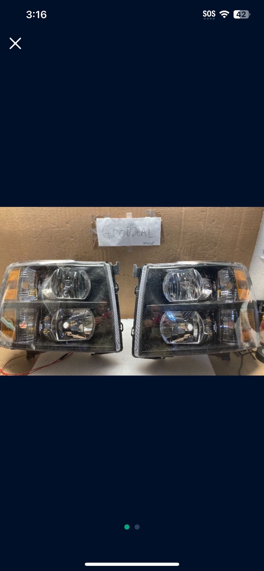*USED* #OH118 FIT 2007-2013 Chevrolet Silverado 1500/2500/3500 Chevy Black Halogen Headlight Head Lights Pair Set