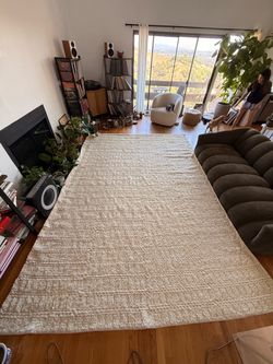West Elm Braid Stripe Sweater Rug, 9’ x 12’, Stone White (Discontinued)