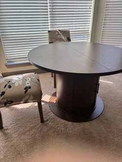 Extendable dining table included storage with 2 chairs and chairs covers