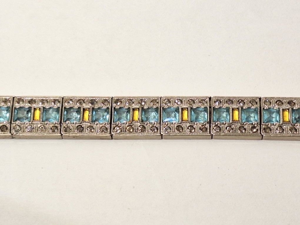 Antique https://offerup.com/redirect/?o=QS5sLmwuQ08= Link Bracelet With Rhinestones Art Deco Era
