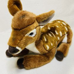 17” FAO Schwarz Plush Deer Stuffed Animal Brown Fawn Laying Realistic Plush