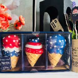 Ceramic July 4th Ice Cream Decor 🍦🤍💙❤️