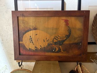 Wood rooster art very warm and rustic