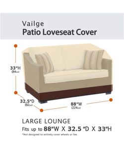 Heavy Duty Patio Sofa Cover, 100% Waterproof Outdoor Sofa Cover, Large Lawn Patio Furniture Covers with Air Vent, Large(Standard), Beige & Brown, Stan
