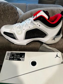 Nike Men's Air Jordan XXXVII Basketball Shoe (White/Black-Siren Red, 9)