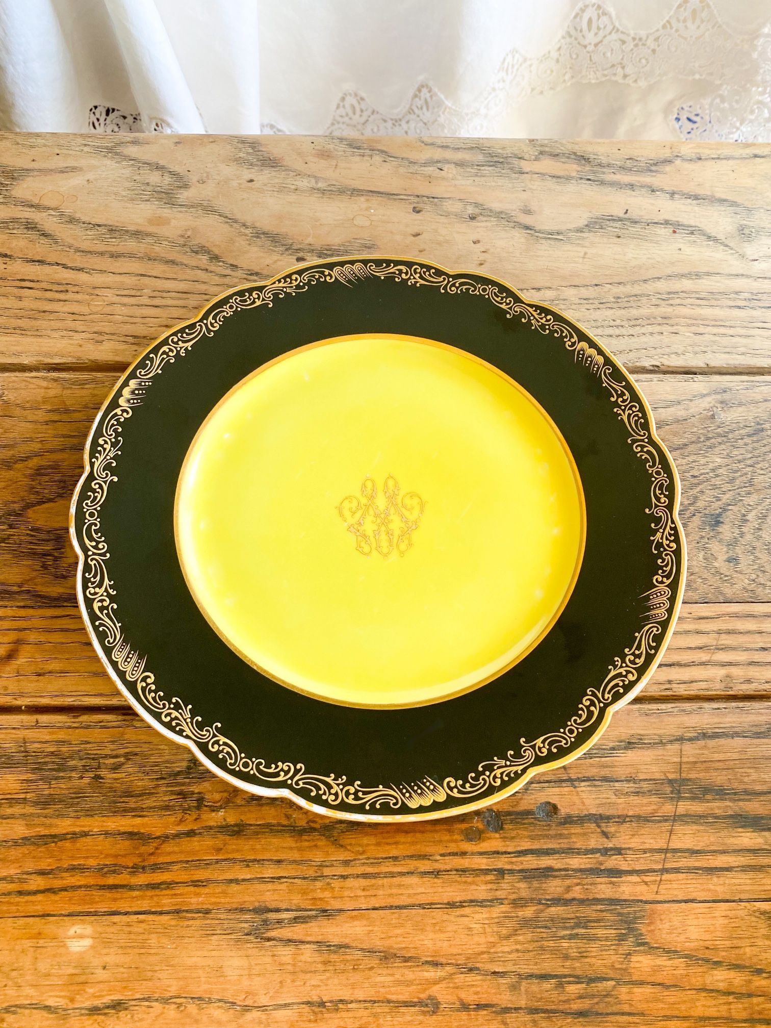 Victorian 1880s Rihouet Lerosey Monogrammed French Dinner Plate