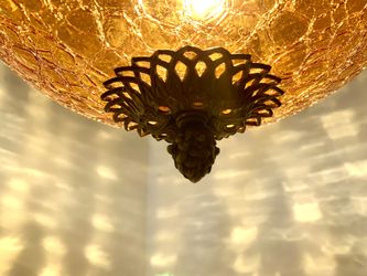 Vintage 1960s Crackled glass pendent light, chandelier