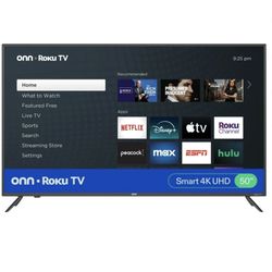onn 50” Class 4K UHD (2160P) LED Roku Smart Television HDR (50 “ ROKU TV & TV STAND BUNDLE AVAILABLE For $200!!!)